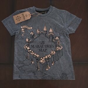 Hogwarts Marauder's Map Harry Potter Kids T-Shirt - Gray w/ Metallic Accents